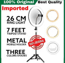 Ring Light with Tripod Stand26cm LED Ring Light with Tripod & Mobile Holder – 3 Colors Dimmable USB