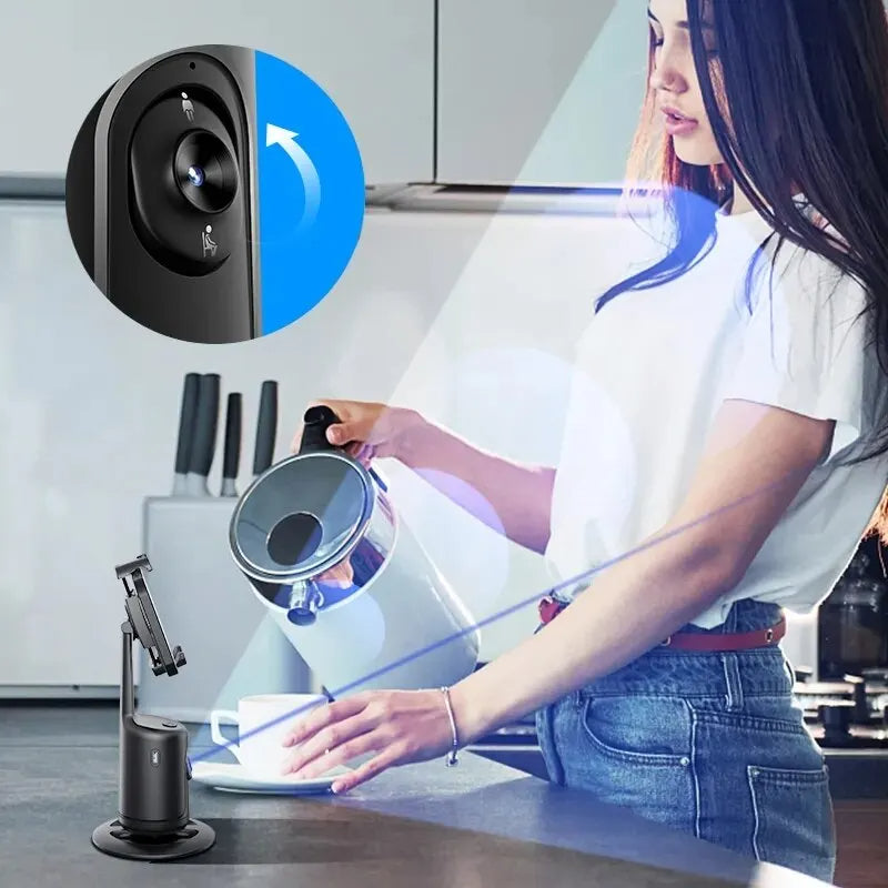 360° Auto Face Tracking Gimbal – AI Smart Phone Holder for Vlog & Live