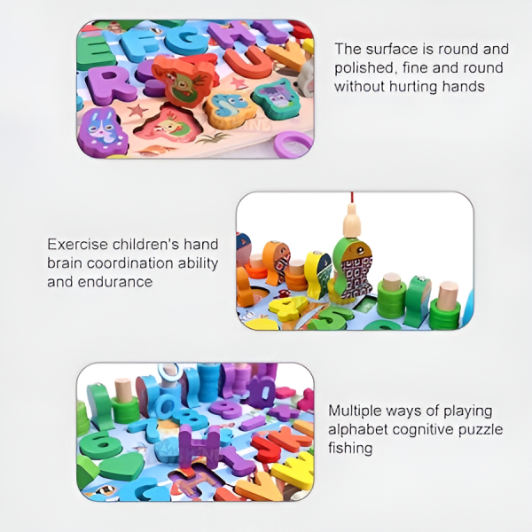 Wooden Puzzle Learning Board Montessori Toy | ABC, Numbers, Shapes & Abacus